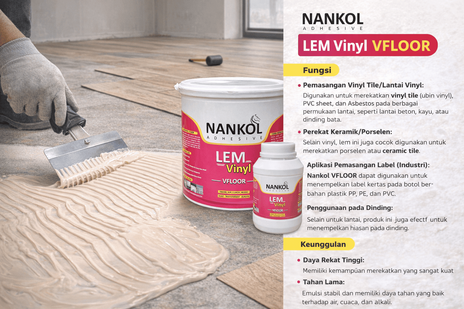 Lem Vinyl Lantai Waterbase Nankol VFLOOR